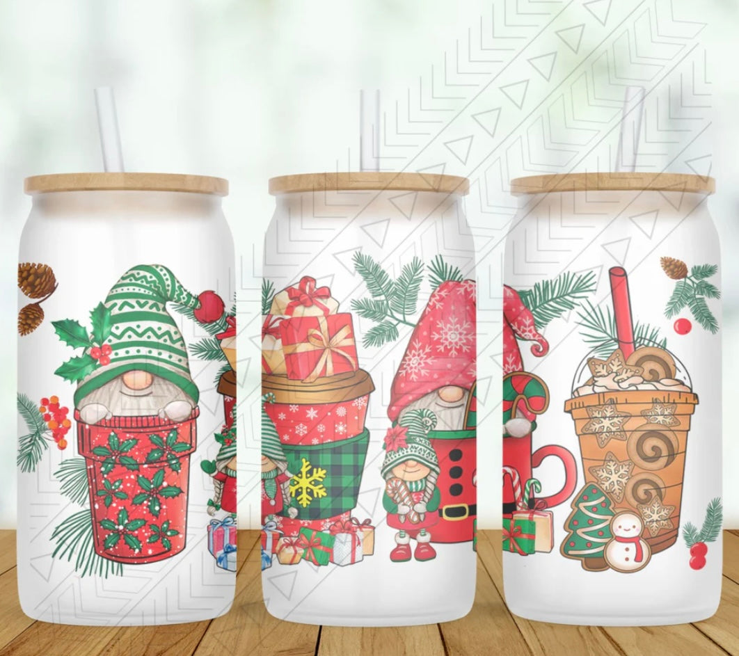 Christmas Gnomes Drinks Glass Can