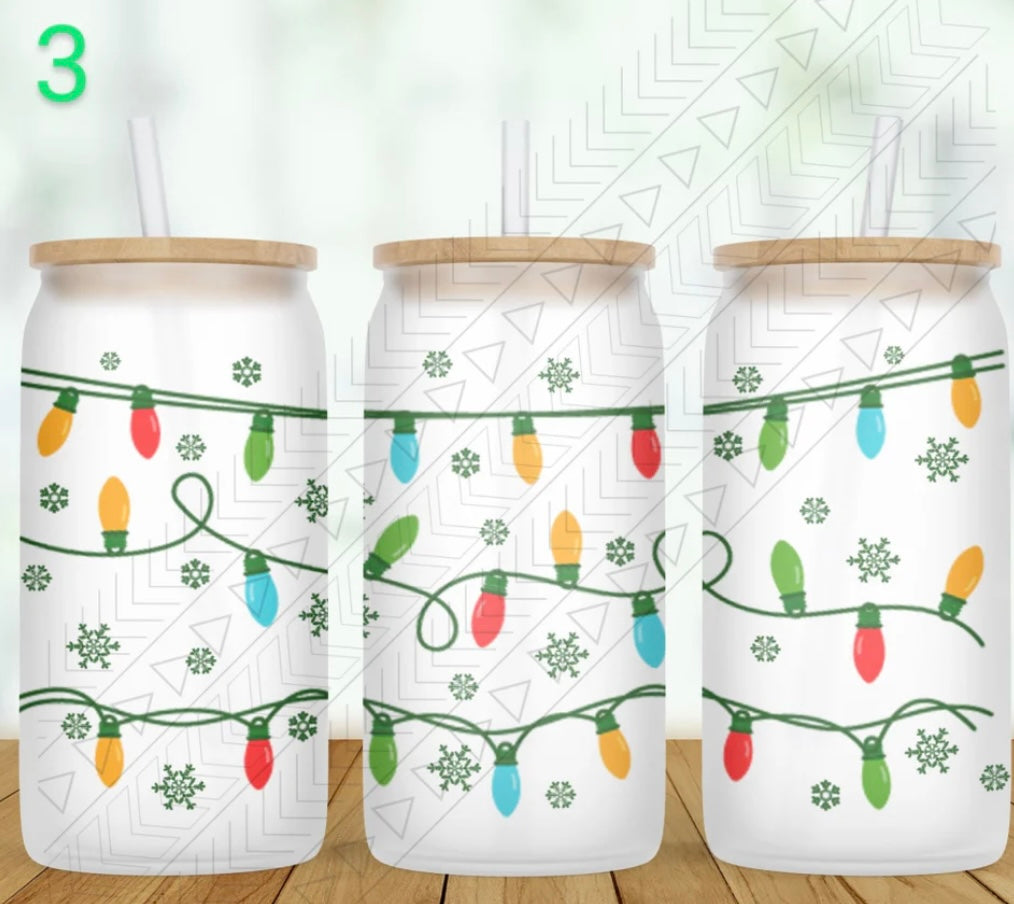 Christmas Lights Glass Cans