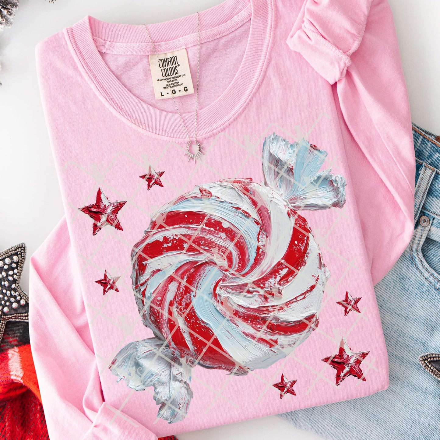 Hand-Painted Peppermint Candy Shirt