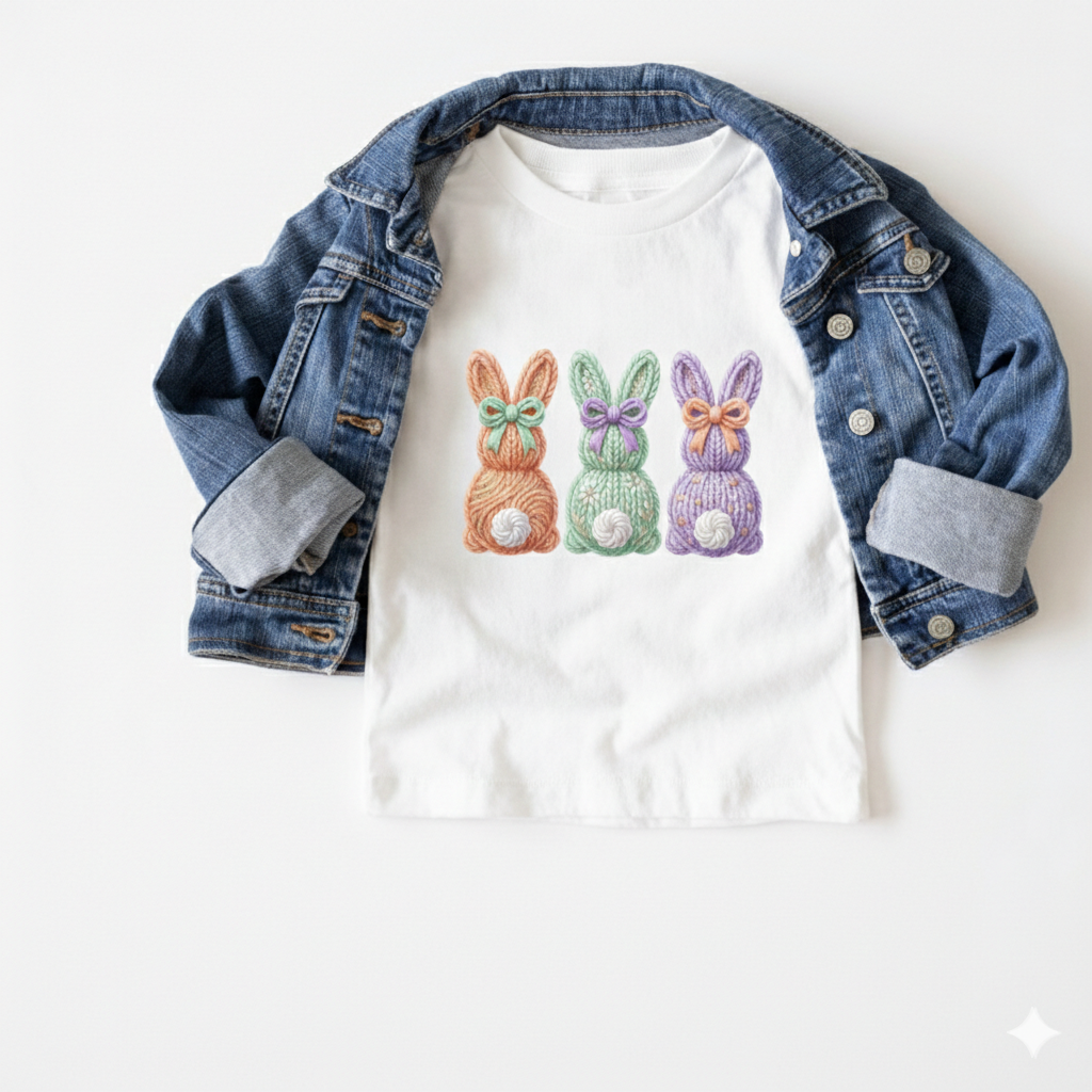 Pastel Yarn Easter Bunnies Tee