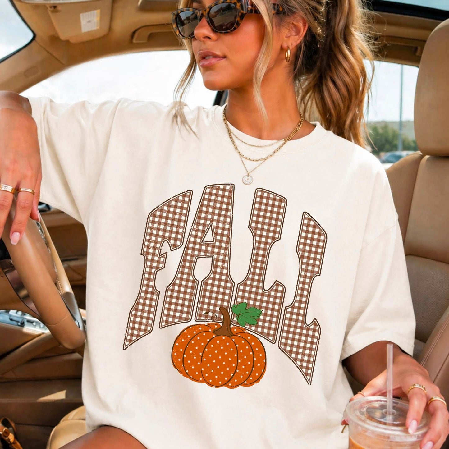 Fall Gingham Pumpkin Shirt