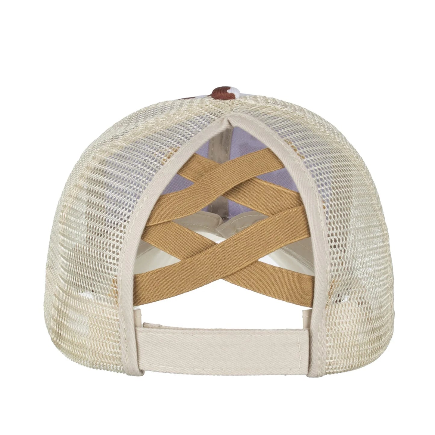 Cow Patterned Cross Ponytail Hat