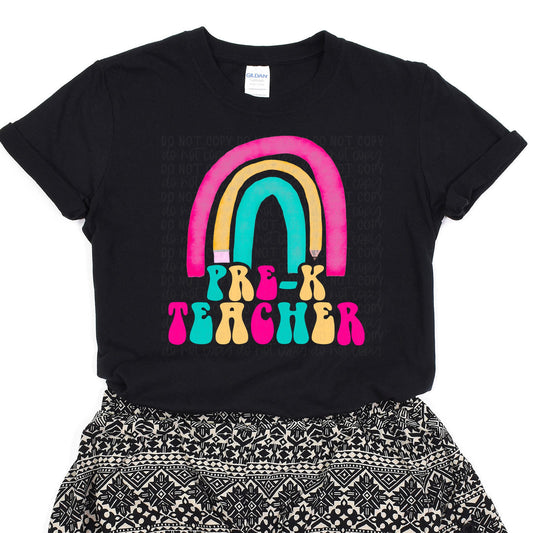 Retro Pre-K Teacher Rainbow