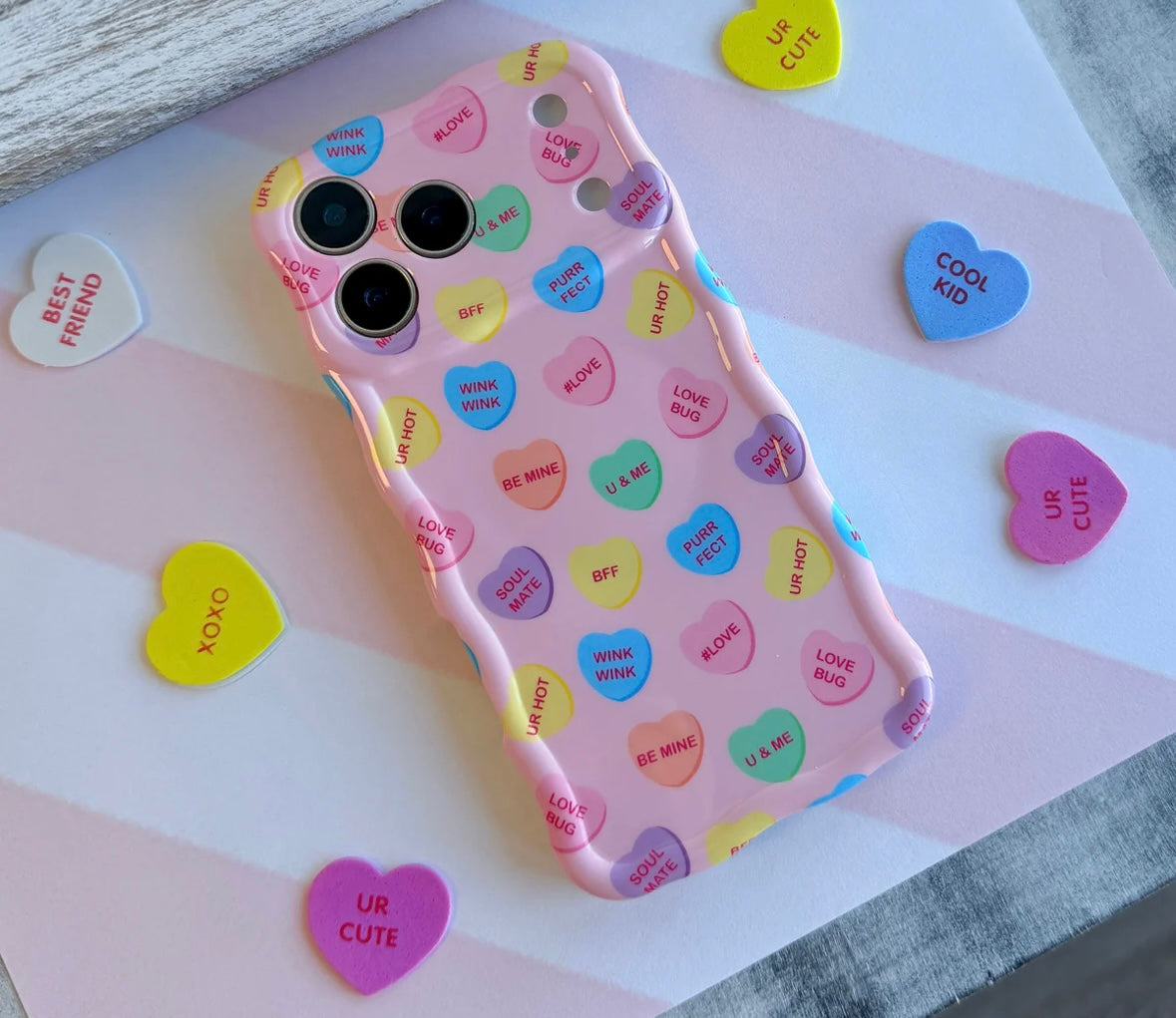 iPhone Conversation Hearts Wavy Luxe MagSafe Case **Add phone type in Notes section**