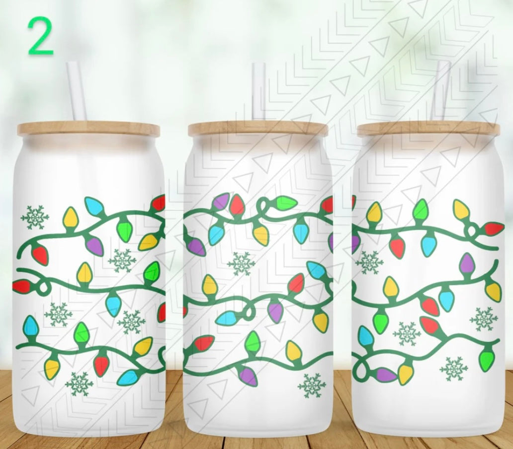 Christmas Lights Glass Cans