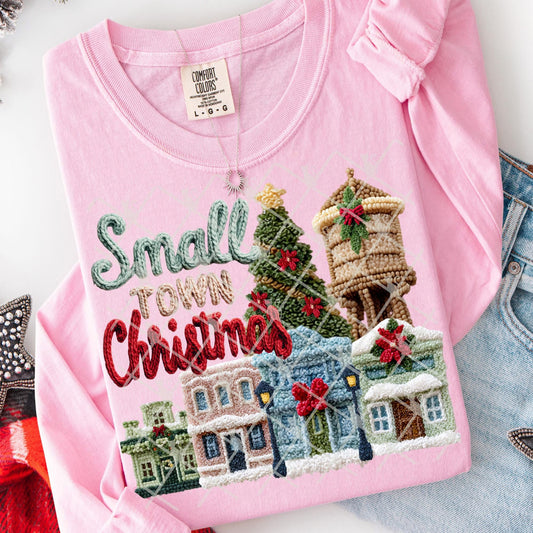 Small Town Christmas Latch Hook Yarn Shirt