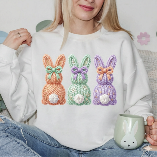 Pastel Yarn Easter Bunnies Tee