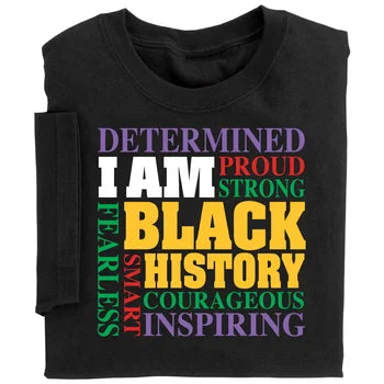 I Am Black History Word Cloud - (Black Tee Only)