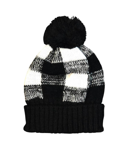 Plaid Pom Pom Beanie