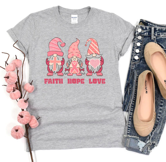 Faith Hope Love Gnome Breast Cancer