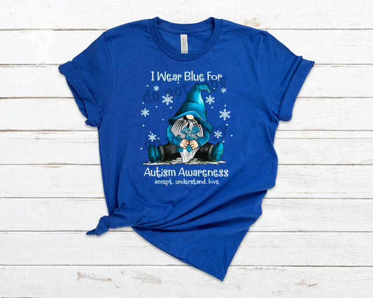 I Wear Blue for Autism Gnome